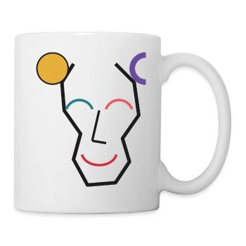 Visage géométrique coloré joyeux - Mug blanc - blanc - Droite