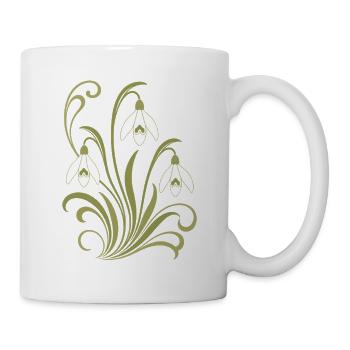 Schneeglöckchen Ornament - Tasse - Weiß - Rechts