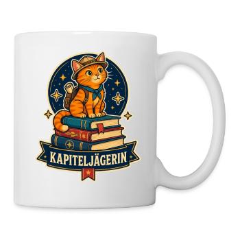 Kapiteljägerin – Bücher & Katze - Tasse - Weiß - Rechts