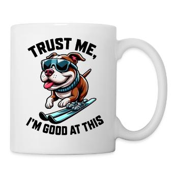 Dog Bulldog Skier Cartoon Funny - Mug - white - Right
