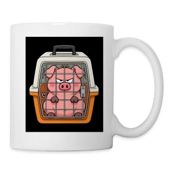 Grimmiges Schwein im Käfig Cartoon - Tasse - Weiß - Rechts