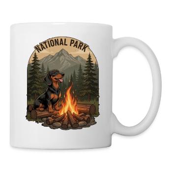 Vintage Dackel Camping – National Park Badge - Tasse - Weiß - Rechts