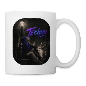 Techno Girl unter Laterne im Regen we Love Techno - Tasse - Weiß - Rechts
