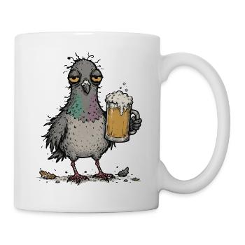 Beer pigeon, beer lover, beer-drinking, - Mug - white - Right