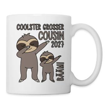 Bääm! Coolster großer Cousin 2027 Dabbing Faultier - Tasse - Weiß - Rechts