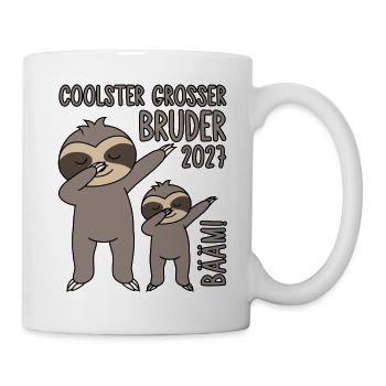 Bääm! Coolster Großer Bruder 2027 Dabbing Faultier - Tasse - Weiß - Rechts