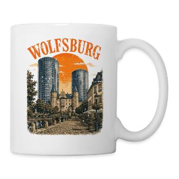 Vintage Wolfsburg Skyline historisches Wolfsburg - Tasse - Weiß - Rechts