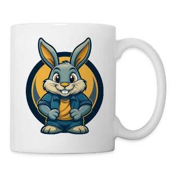 Rabbit Kawaii Maskottchen Cartoon Clipart Logo Abzeichen - Tasse - Weiß - Rechts
