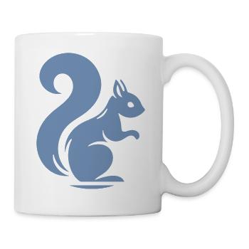 Minimalistische Eichhörnchen Silhouette mit Nuss - Tasse - Weiß - Rechts