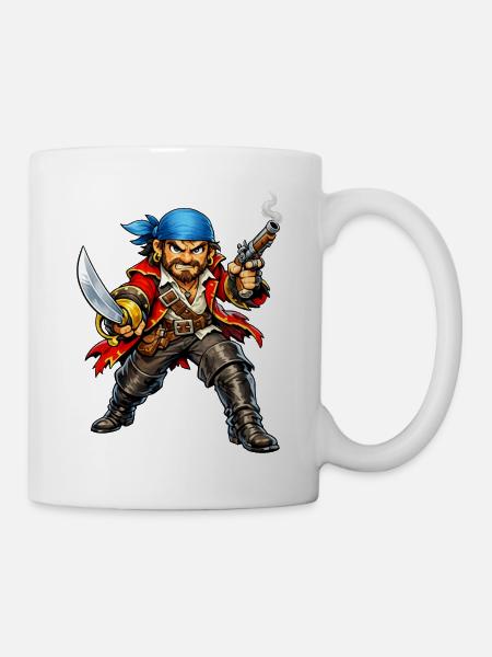 Seeräuber mit blauem Kopftuch - Tasse - Weiß