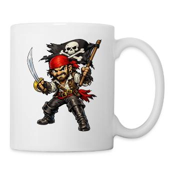 Pirat mit rotem Kopftuch - Tasse - Weiß - Rechts