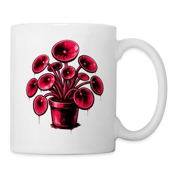 Neon Pilea im Topf – Pink Botanical Design - Tasse - Weiß - Rechts