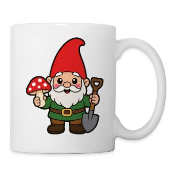 Héros nain de jardin avec champignon - Mug blanc - blanc - Droite