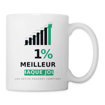1% Meilleur Chaque Jour - Mug blanc - blanc - Droite
