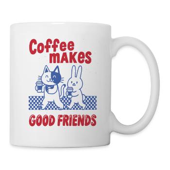 Kaffee macht gute Freunde – Katzen & Häschen - Tasse - Weiß - Rechts