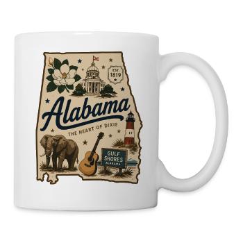 Vintage-Alabama State Pride Illustrated-Aufkleber - Tasse - Weiß - Rechts