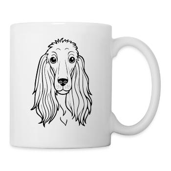 Windhund (Comic-Porträt/ Schwarzweiß) - Tasse - Weiß - Rechts