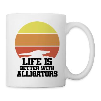 Alligator Silhouette Sonnenuntergang - Tasse - Weiß - Rechts