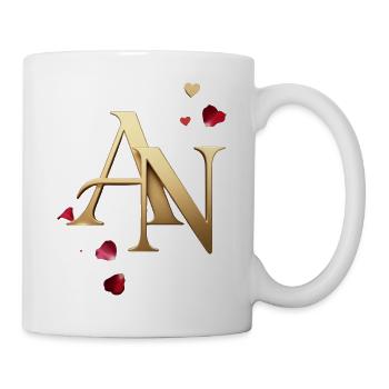 Goldenes AN Initialen mit Rosenblüten - Tasse - Weiß - Rechts