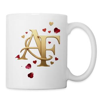 Goldenes Monogramm AE mit Herzen - Tasse - Weiß - Rechts