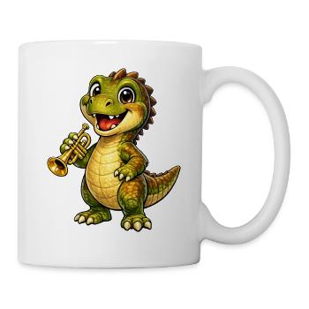Dino mit Trompete - Tasse - Weiß - Rechts