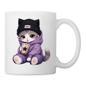 Lila Kätzchen-Bubble-Drink - Tasse - Weiß - Rechts