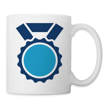 Auszeichnungsmedaillen-Abzeichen-Symbol für Premium-Erfolg - Tasse - Weiß - Rechts