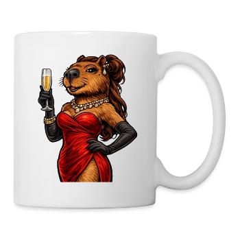 Noble capybara lady with sparkling wine - Mug - white - Right