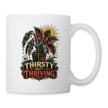 Thirsty but Thriving – Pflanzen Humor - Tasse - Weiß - Rechts