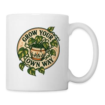 Grow Your Own Way – Pothos Pflanzen Spruch - Tasse - Weiß - Rechts