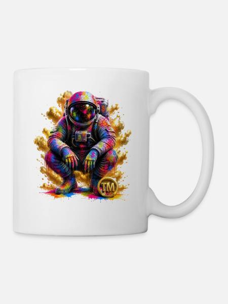 Farbenfrohe Weltraumastronautin - Tasse - Weiß