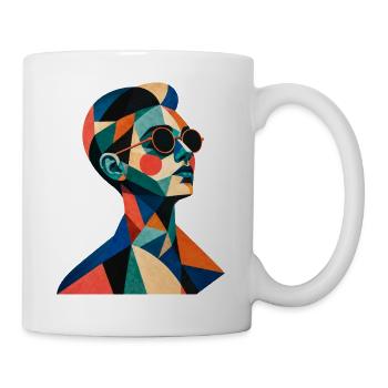 Geometric Color Portrait with Sunglasses - Mug - white - Right