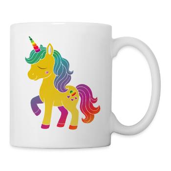 Regenbogen Einhorn Cartoon Design - Tasse - Weiß - Rechts