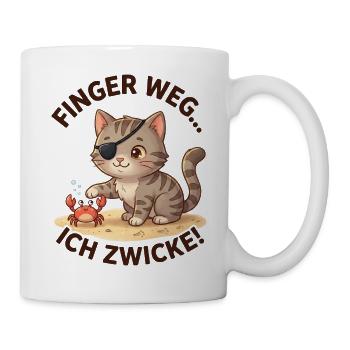 Katze Krabbe Finger weg Spruch - Tasse - Weiß - Rechts
