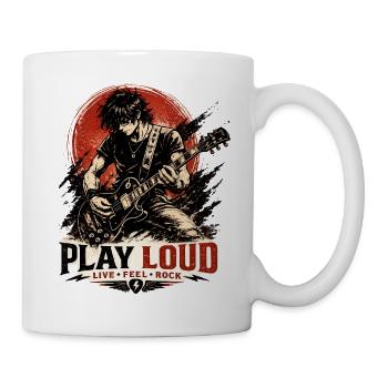 Play Loud Gitarren-Motiv - Tasse - Weiß - Rechts