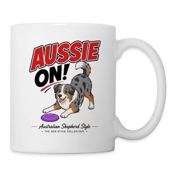 Aussie On! illustration of an Australian Shepherd - Mug - white - Right