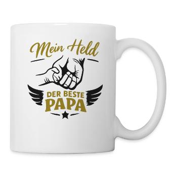 Mein Held – Der beste Papa - Tasse - Weiß - Rechts