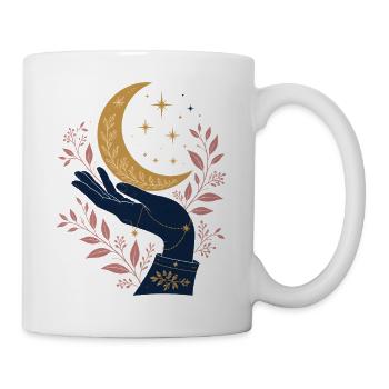 Mystical Hand with Moon – Celestial Gothic Design - Mug - white - Right