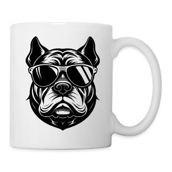Bulldog with sunglasses - Mug - white - Right