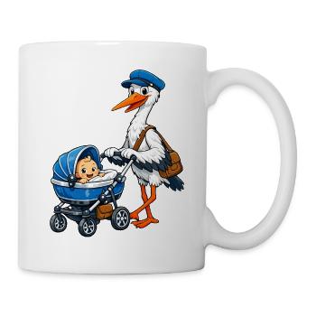 Stork with pram - Mug - white - Right