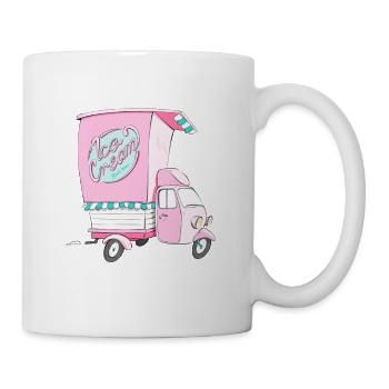 Pinkes Eiscreme Lieferfahrzeug - Tasse - Weiß - Rechts