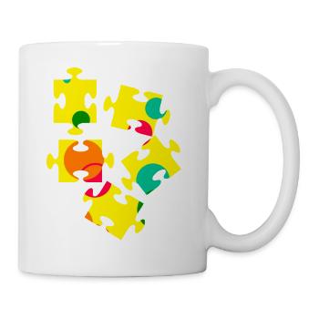 Bunte Puzzleteil Collage - Tasse - Weiß - Rechts