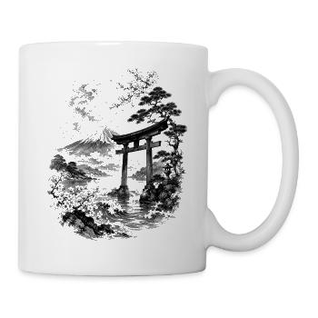 Japanese nature with torii and Fuji - Mug - white - Right