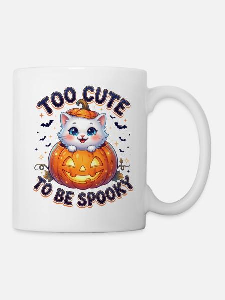 Chat trop mignon pour être effrayant - Mug blanc - blanc