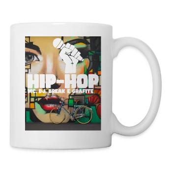 Hip Hop Graffiti Portrait with Bicycle - Mug - white - Right