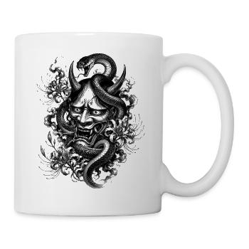 Hannya Mask with Snake in Irezumi Style - Mug - white - Right