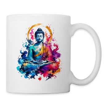 Éclaboussure de couleurs de la méditation du Bouddha - Mug blanc - blanc - Droite