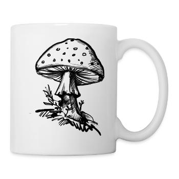 Illustration dessinée à la main de champignons, crayon - Mug blanc - blanc - Droite