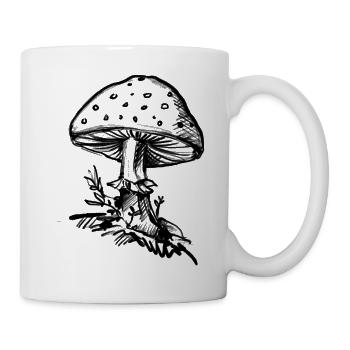 Pilz - Illustration - Tasse - Weiß - Rechts