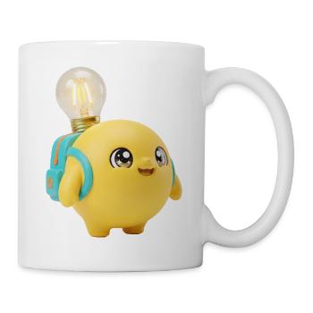 Cute Yellow School Mascot with Lightbulb Planet Ba - Tasse - Weiß - Rechts